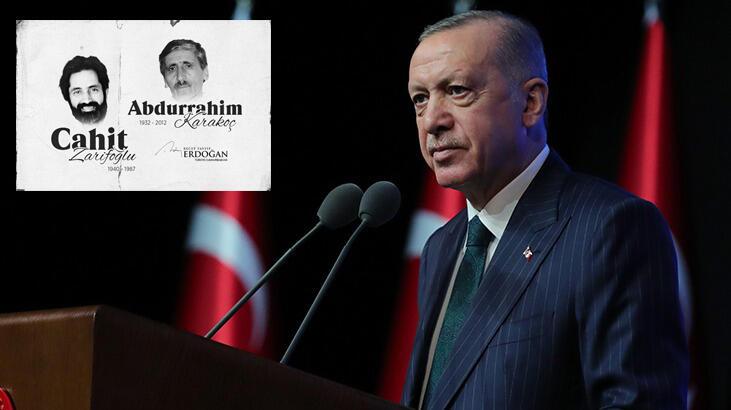 Cumhurbaşkanı Erdoğan, Abdurrahim Karakoç ve Cahit Zarifoğlu'nu andı