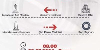 iSKENDERUN ' LU ARAÇ SÜRÜCÜLERİNİN DİKKATİNE!   İskenderun'da trafik yönü Pazar günü itibariyle 4 noktada değişiyor.  Trafik levhaları yol değişikliğine uygun şekilde monte edilmeye başlandı.   1- Ulucami caddesi giriş, Şehit Pamir caddesi çıkış olarak ku