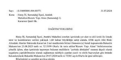 SAMANDAĞ' DA REZERV ALANIN KALKTIĞI RESMİ YAZIYLA KESİNLEŞTİ.